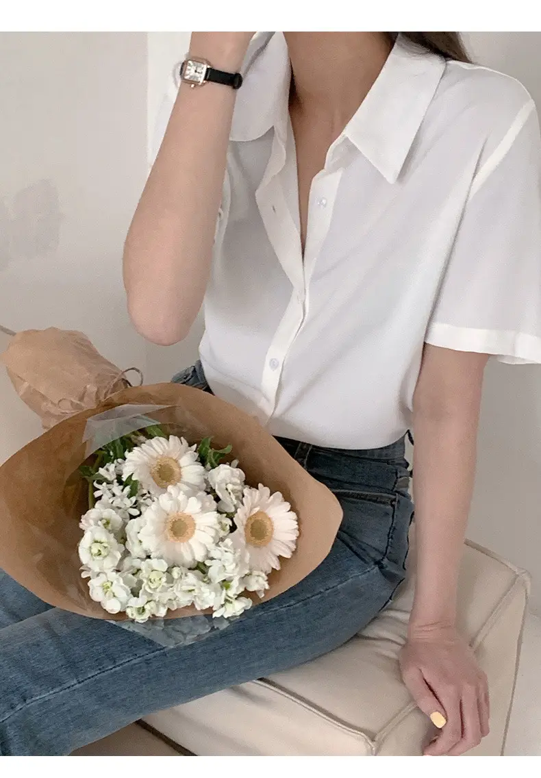 Black French Button-Down Shirt for Women Summer — feature 26