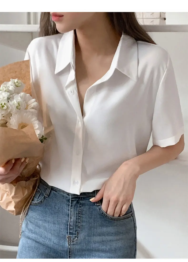 Black French Button-Down Shirt for Women Summer — feature 28