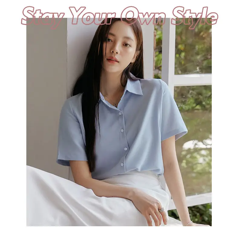 Black French Button-Down Shirt for Women Summer — feature 5