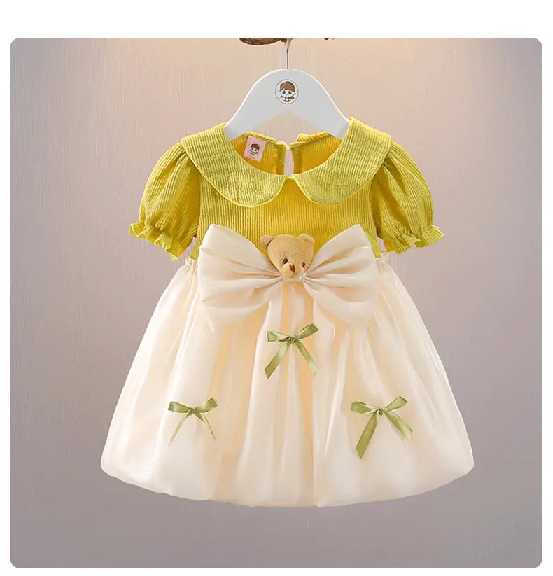 Girls Red Knit Princess Dress with Bow Gauze Skirt — feature 13