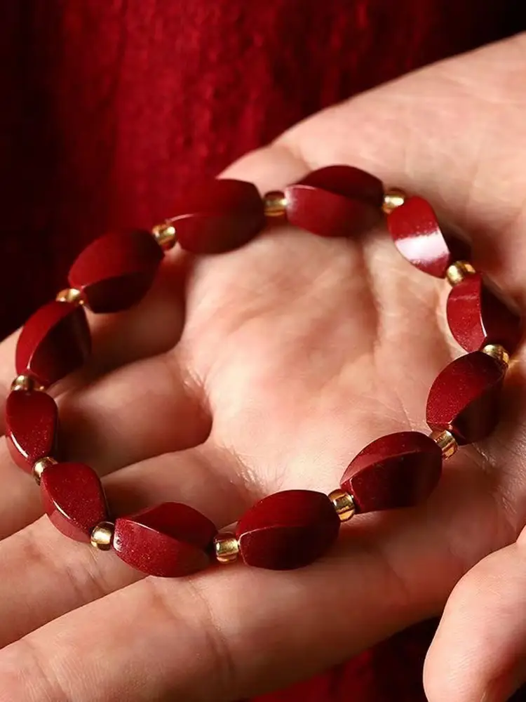 Cinnabar Twist Bracelet for Men Women Ethnic Style - Image 3