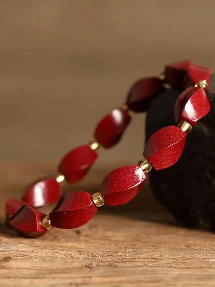 Cinnabar Twist Bracelet for Men Women Ethnic Style - Image 4