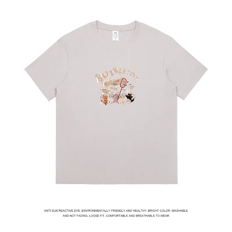 White Bubble Print Short Sleeve T-Shirt for Men Women - Image 11