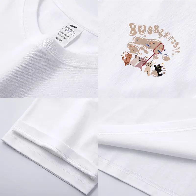 White Bubble Print Short Sleeve T-Shirt for Men Women - Image 12