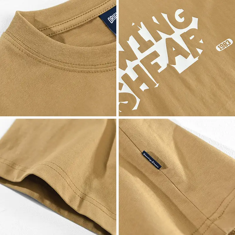 Men Beige Graphic T-Shirt Round Neck - Image 8
