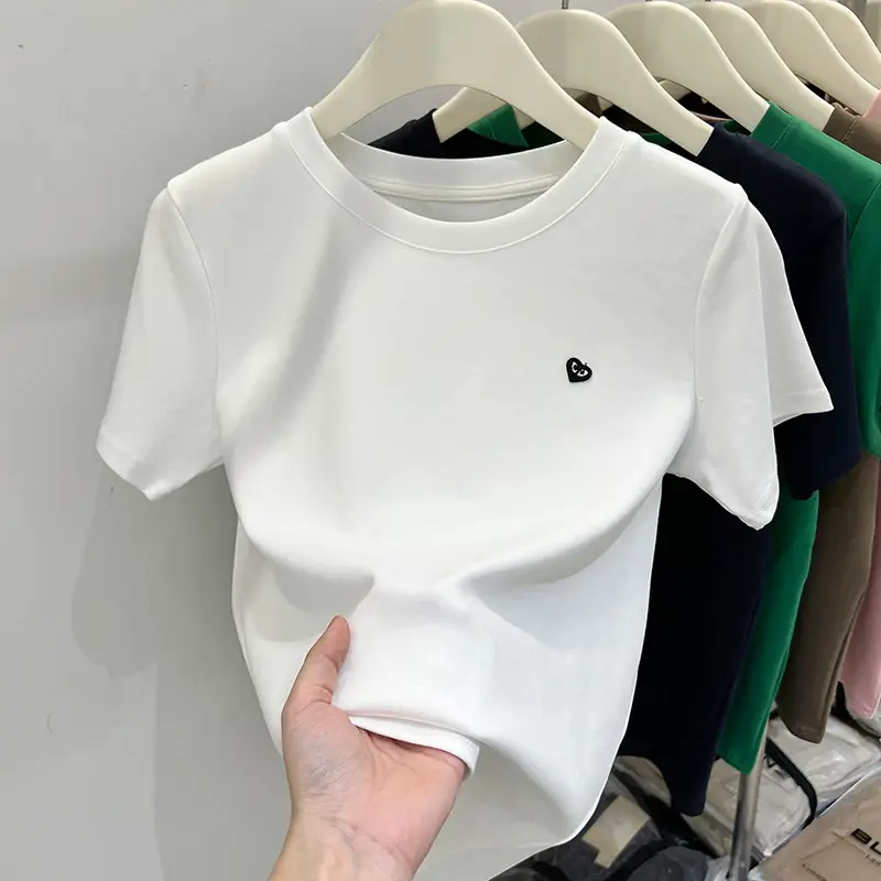White Women's Short Sleeve T-Shirt 2023 Summer