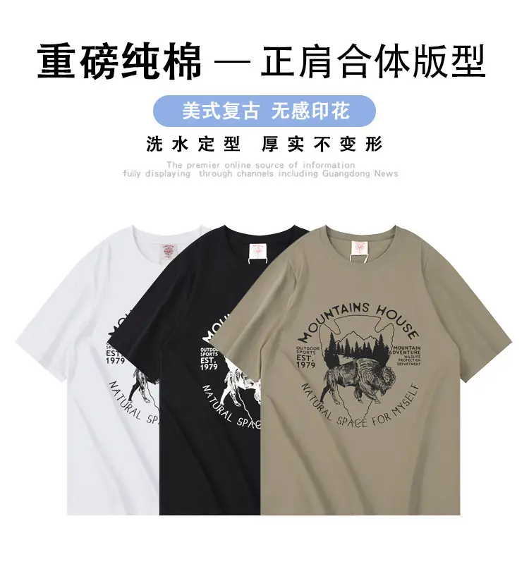 220g Heavy Cotton T-Shirt Men Summer Loose Fit — feature 1