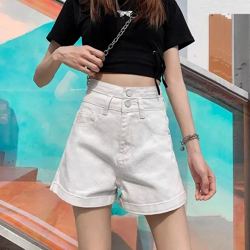 Dark Blue Denim High Waist Shorts Women 2025 - Image 3