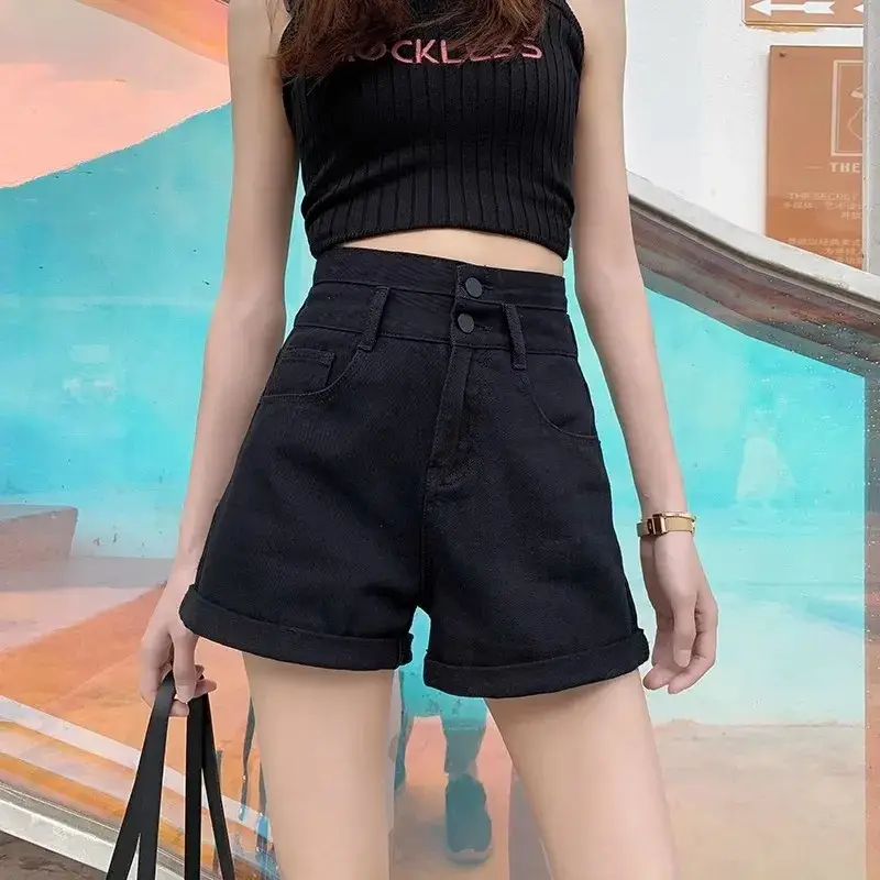 Dark Blue Denim High Waist Shorts Women 2025 - Image 4
