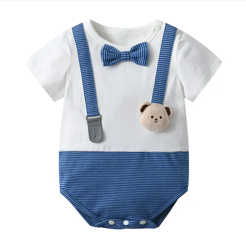 Newborn One-Piece Jumpsuit with Handsome Bear Pendant - Image 2