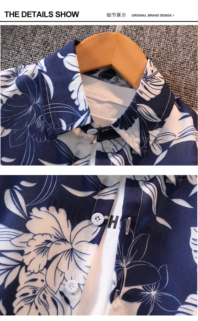 Boys' Blue Floral Shorts Set with Sneakers — feature 13