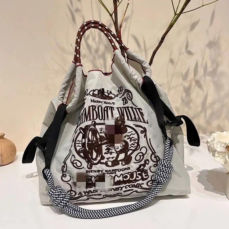 Japanese Embroidered Canvas Shoulder Bag with Chain Handle - Image 29