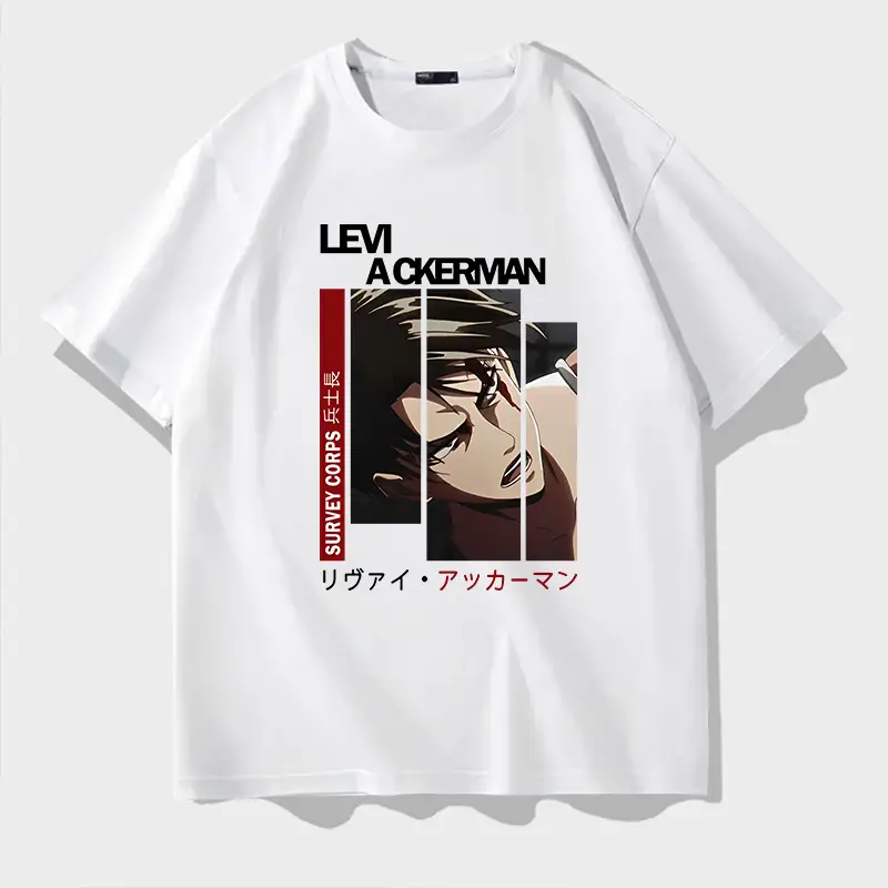 Men Levi Ackerman T-Shirt Lime Green Short Sleeve - Image 2