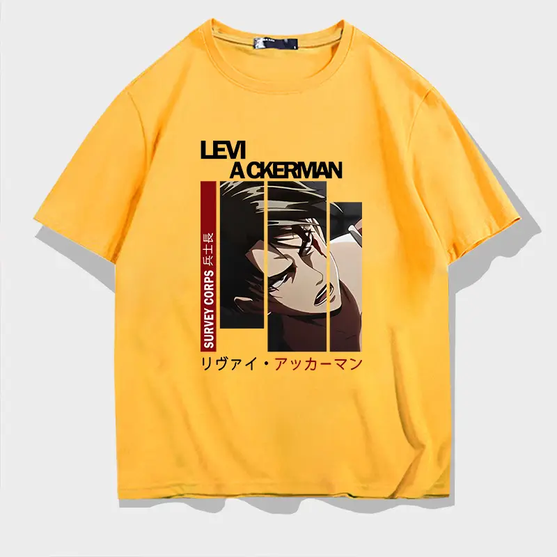 Men Levi Ackerman T-Shirt Lime Green Short Sleeve - Image 3