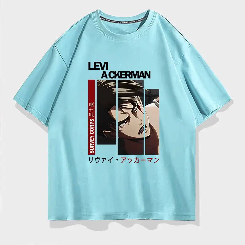 Men Levi Ackerman T-Shirt Lime Green Short Sleeve - Image 7