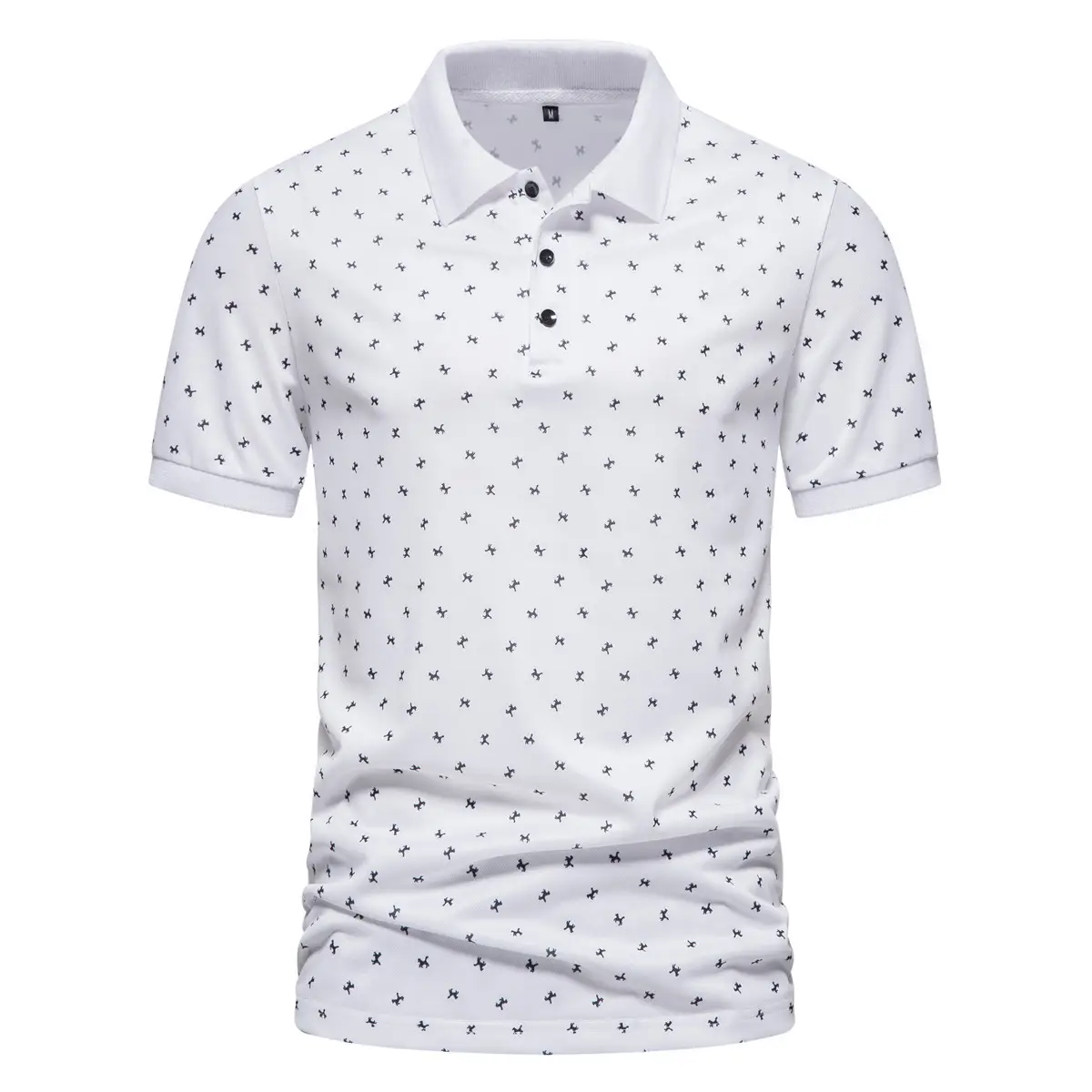 2023 Summer Men's Cotton Polo T-Shirt Beige Patterned - Image 9