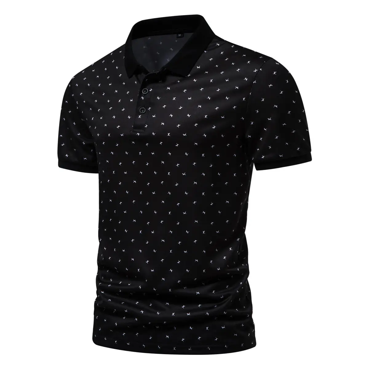 2023 Summer Men's Cotton Polo T-Shirt Beige Patterned — feature 13
