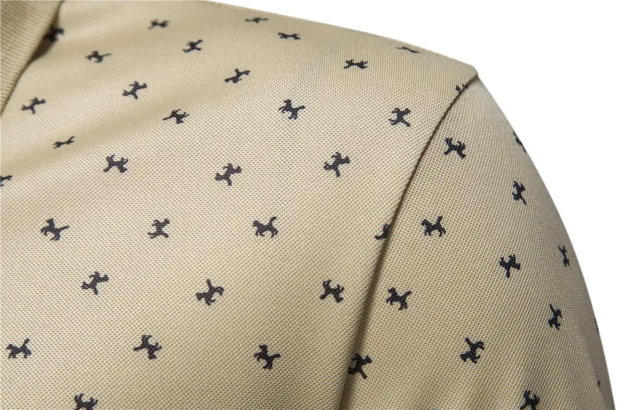 2023 Summer Men's Cotton Polo T-Shirt Beige Patterned — feature 16