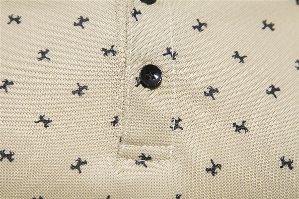 2023 Summer Men's Cotton Polo T-Shirt Beige Patterned — feature 17