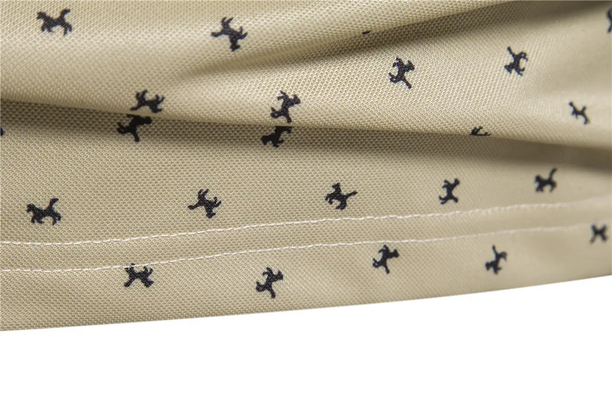 2023 Summer Men's Cotton Polo T-Shirt Beige Patterned — feature 18