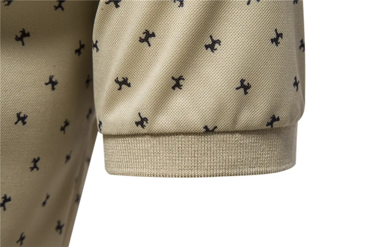 2023 Summer Men's Cotton Polo T-Shirt Beige Patterned — feature 19