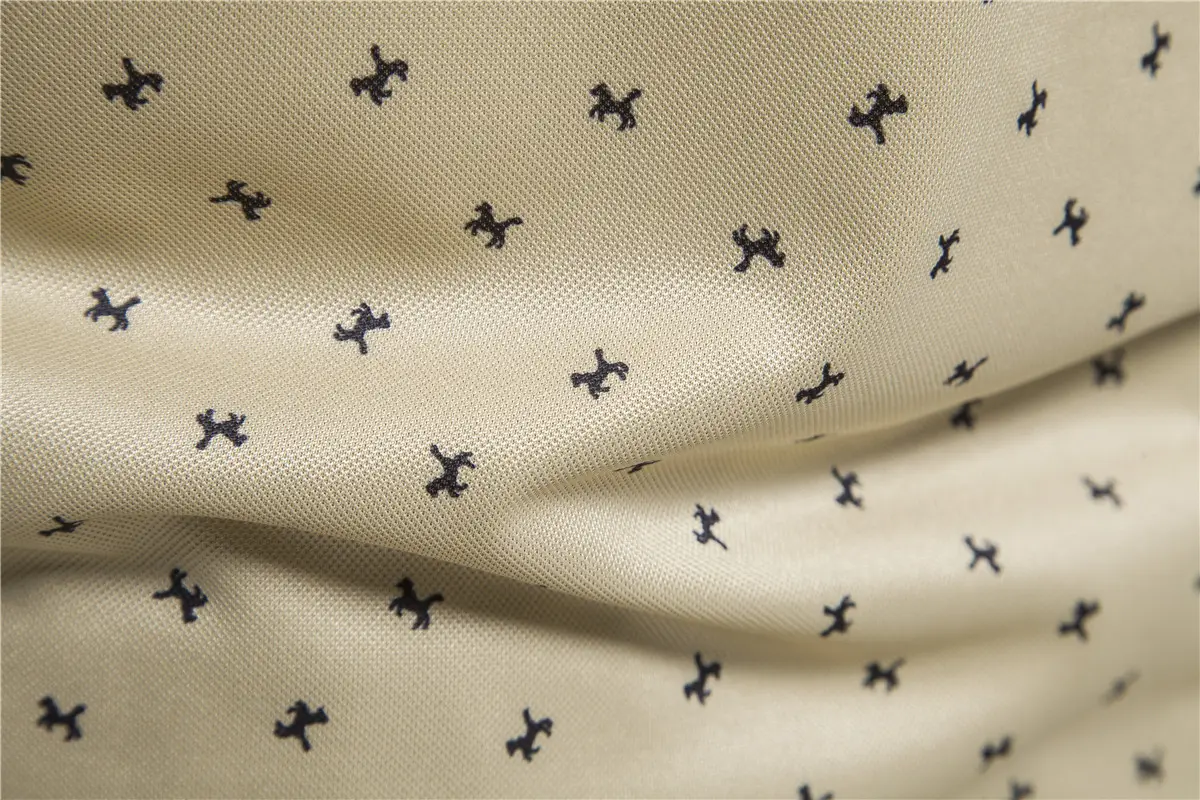 2023 Summer Men's Cotton Polo T-Shirt Beige Patterned — feature 25