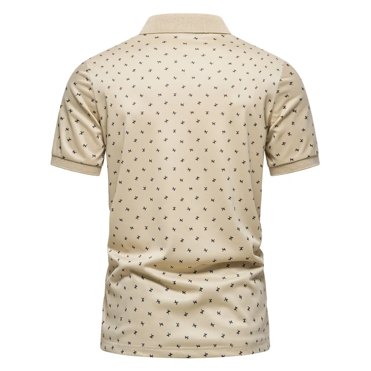 2023 Summer Men's Cotton Polo T-Shirt Beige Patterned — feature 4