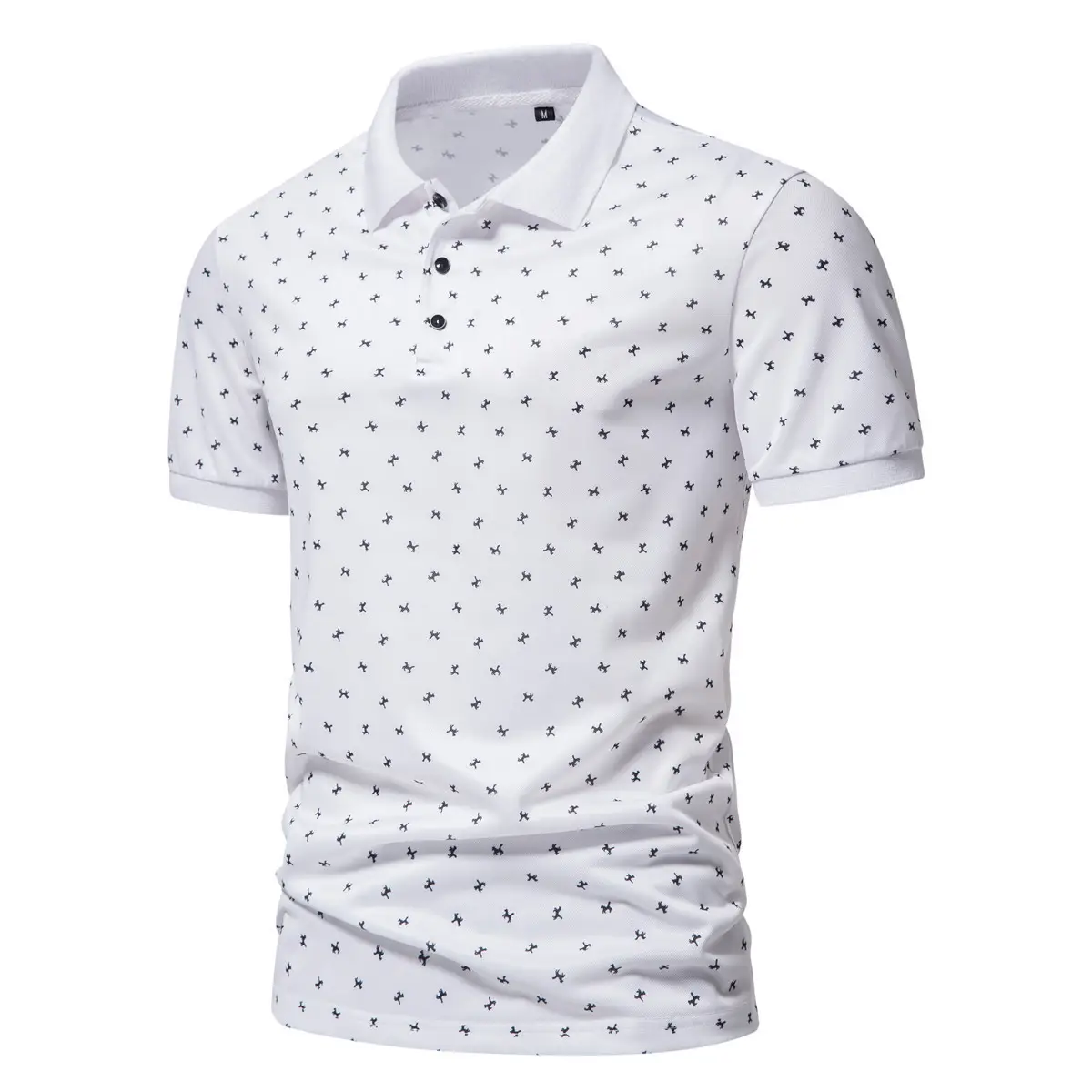 2023 Summer Men's Cotton Polo T-Shirt Beige Patterned — feature 6