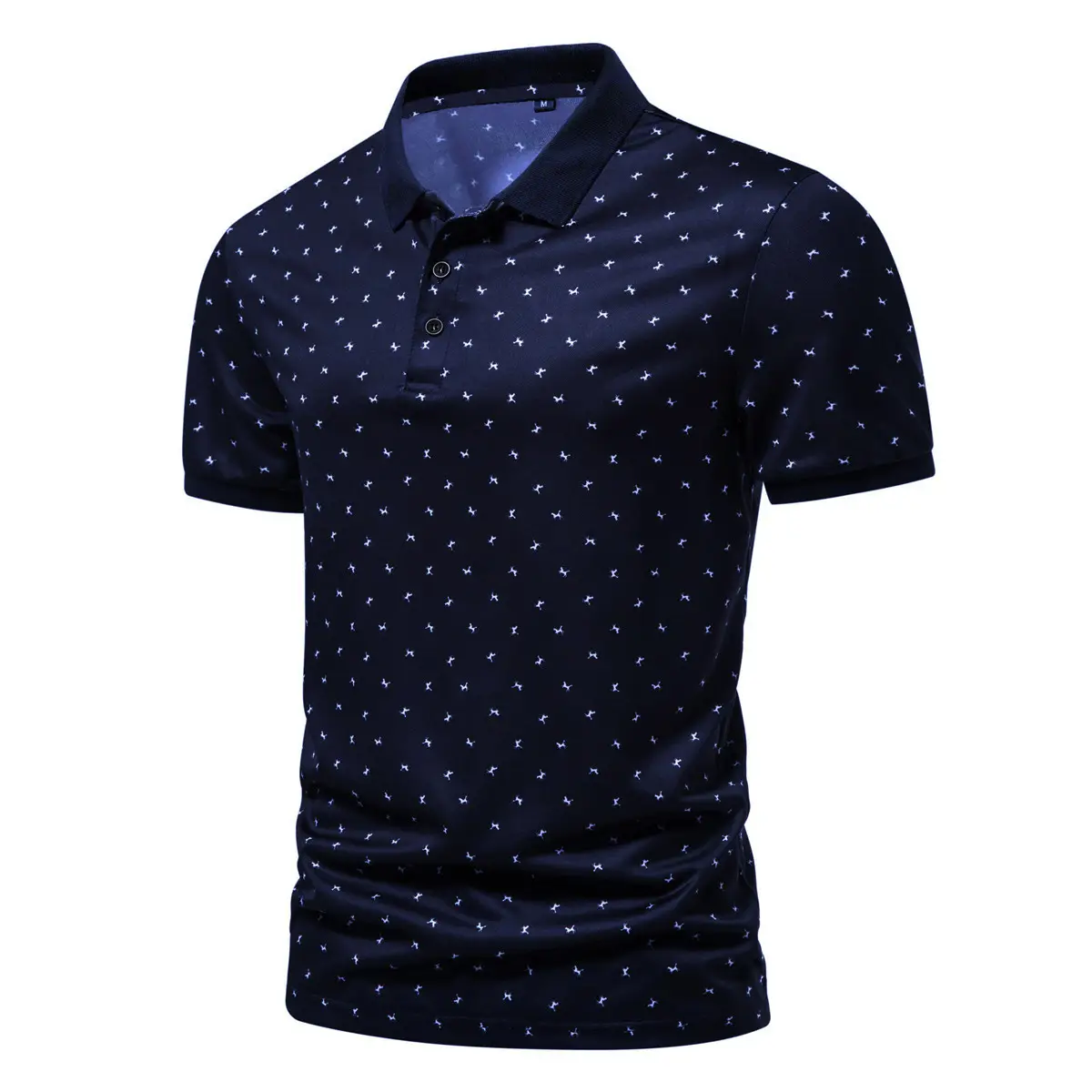 2023 Summer Men's Cotton Polo T-Shirt Beige Patterned — feature 9