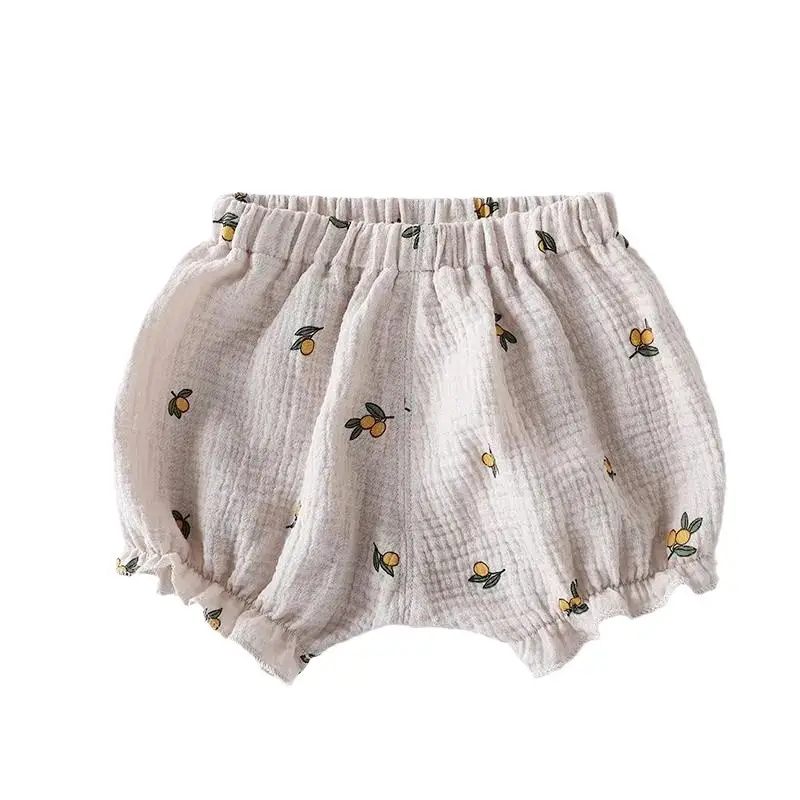 Baby Cotton Pumpkin Embroidered Shorts Cream - Image 7
