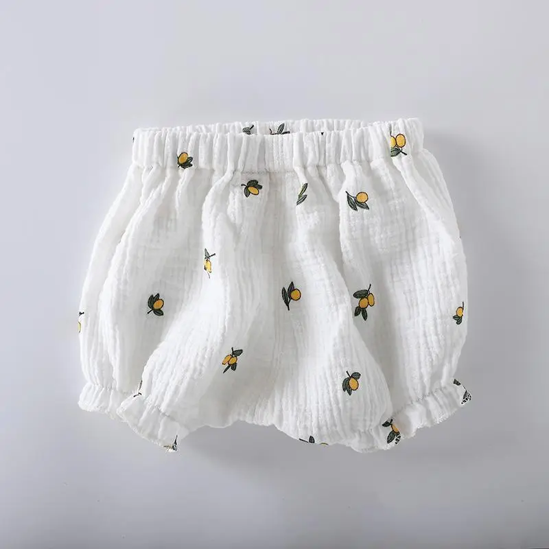 Baby Cotton Pumpkin Embroidered Shorts Cream — feature 3