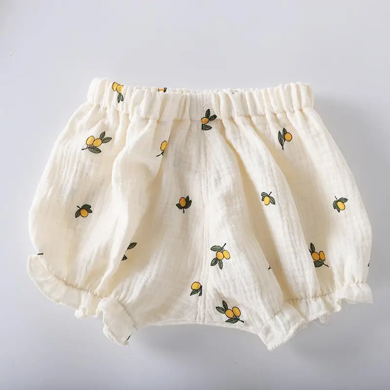 Baby Cotton Pumpkin Embroidered Shorts Cream — feature 4