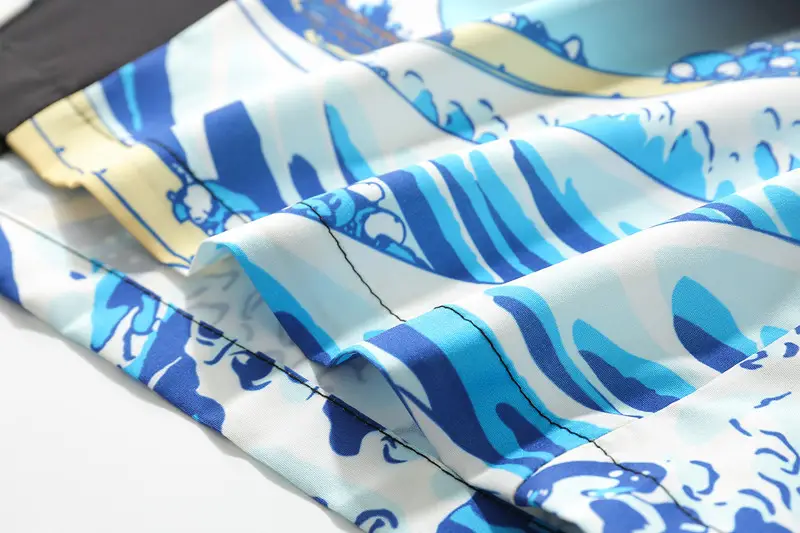 Men's Japanese Ukiyo-e Dao Robe Wave Carp Print Kimono — feature 14