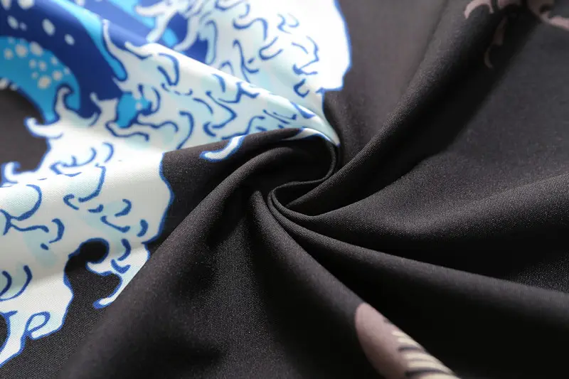 Men's Japanese Ukiyo-e Dao Robe Wave Carp Print Kimono — feature 19