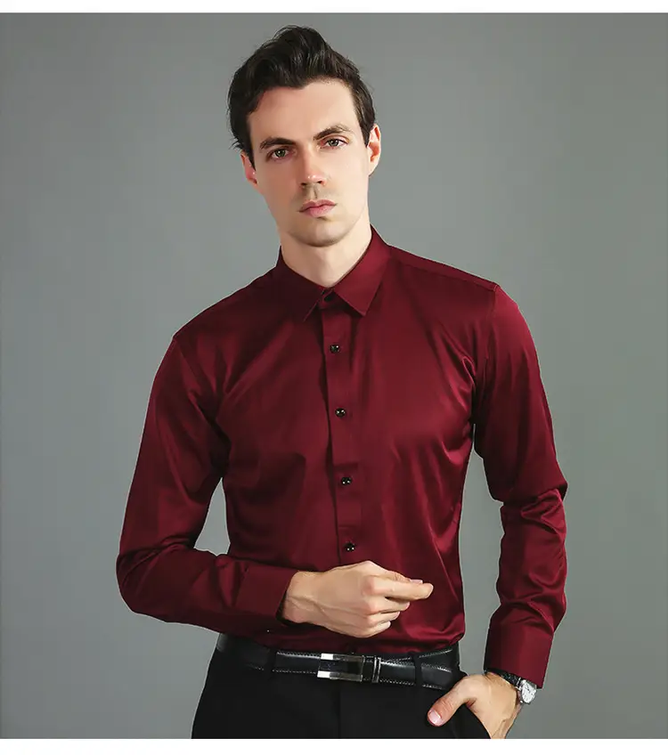 Men's Purple Slim Fit Button-Down Shirt — feature 8