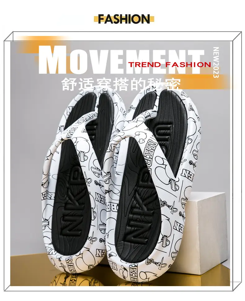 2023 Summer Large Size Flip Flops Men's Outer Wear Non-Slip Fashionable Trendy Shit Flip-Flops Men's Beach Sandals — feature 1
