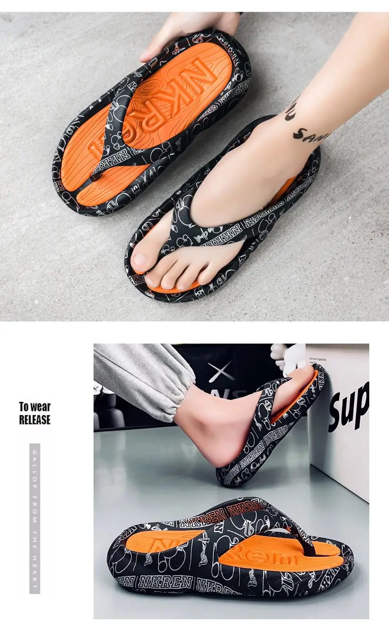 2023 Summer Large Size Flip Flops Men's Outer Wear Non-Slip Fashionable Trendy Shit Flip-Flops Men's Beach Sandals — feature 9