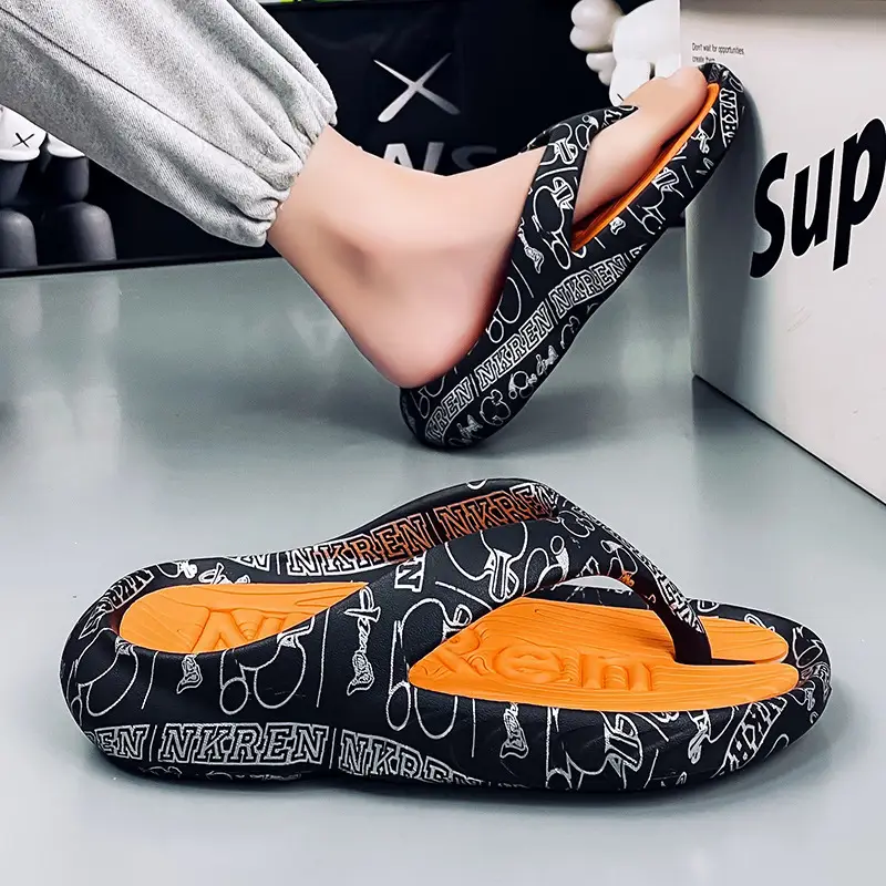 2023 Summer Large Size Flip Flops Men's Outer Wear Non-Slip Fashionable Trendy Shit Flip-Flops Men's Beach Sandals - Image 2