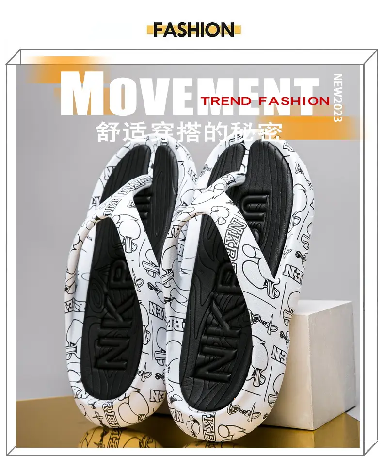 2023 Summer Large Size Flip Flops Men's Outer Wear Non-Slip Fashionable Trendy Shit Flip-Flops Men's Beach Sandals — feature 1