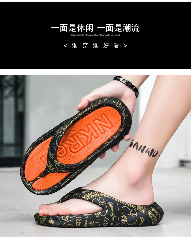 2023 Summer Large Size Flip Flops Men's Outer Wear Non-Slip Fashionable Trendy Shit Flip-Flops Men's Beach Sandals — feature 6