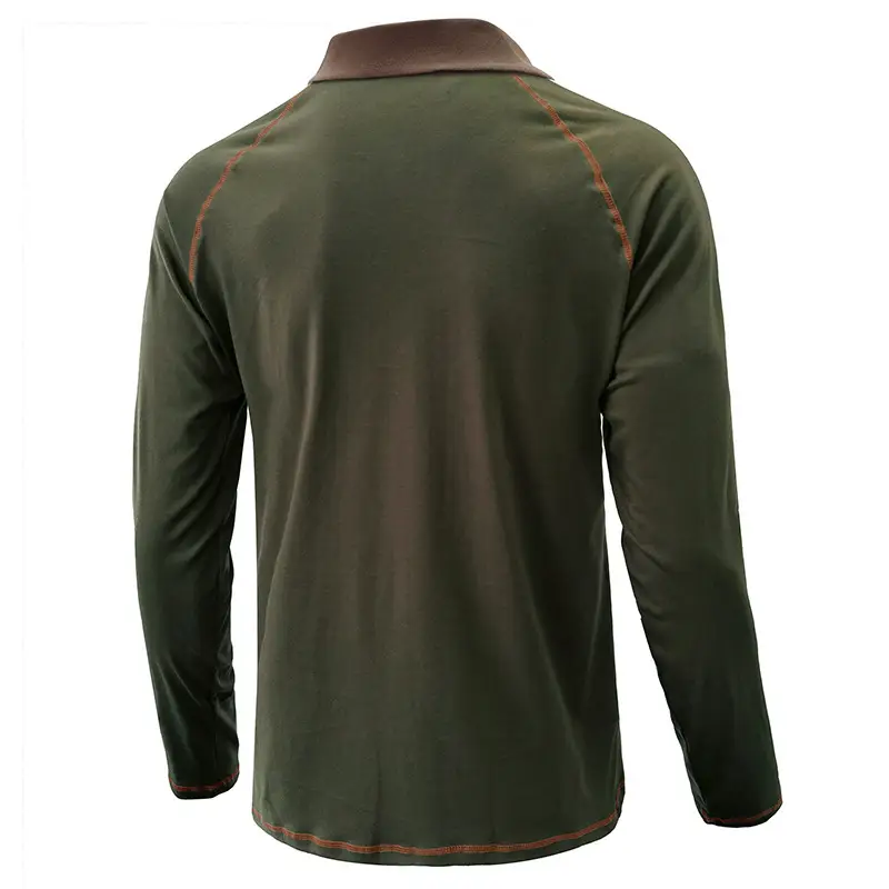 Men's Black Long Sleeve Polo Shirt with Gray Collar — feature 10