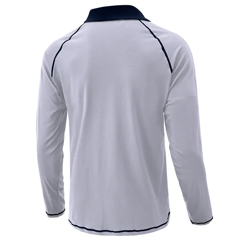 Men's Black Long Sleeve Polo Shirt with Gray Collar — feature 25