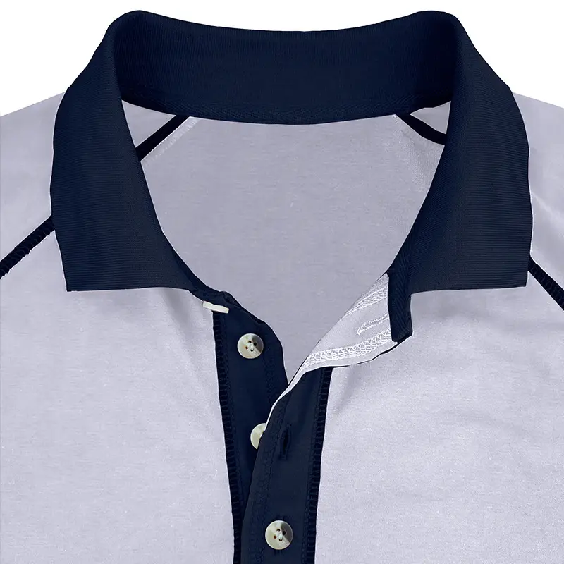Men's Black Long Sleeve Polo Shirt with Gray Collar — feature 26
