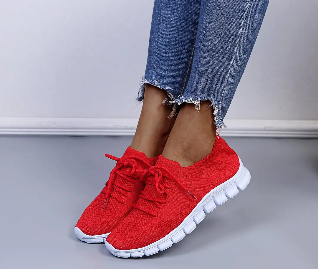 wish European and American foreign trade large size lace-up fly-woven casual shoes single-layer shoes women's cross-border sports thick-soled breathable board shoes for women — feature 11