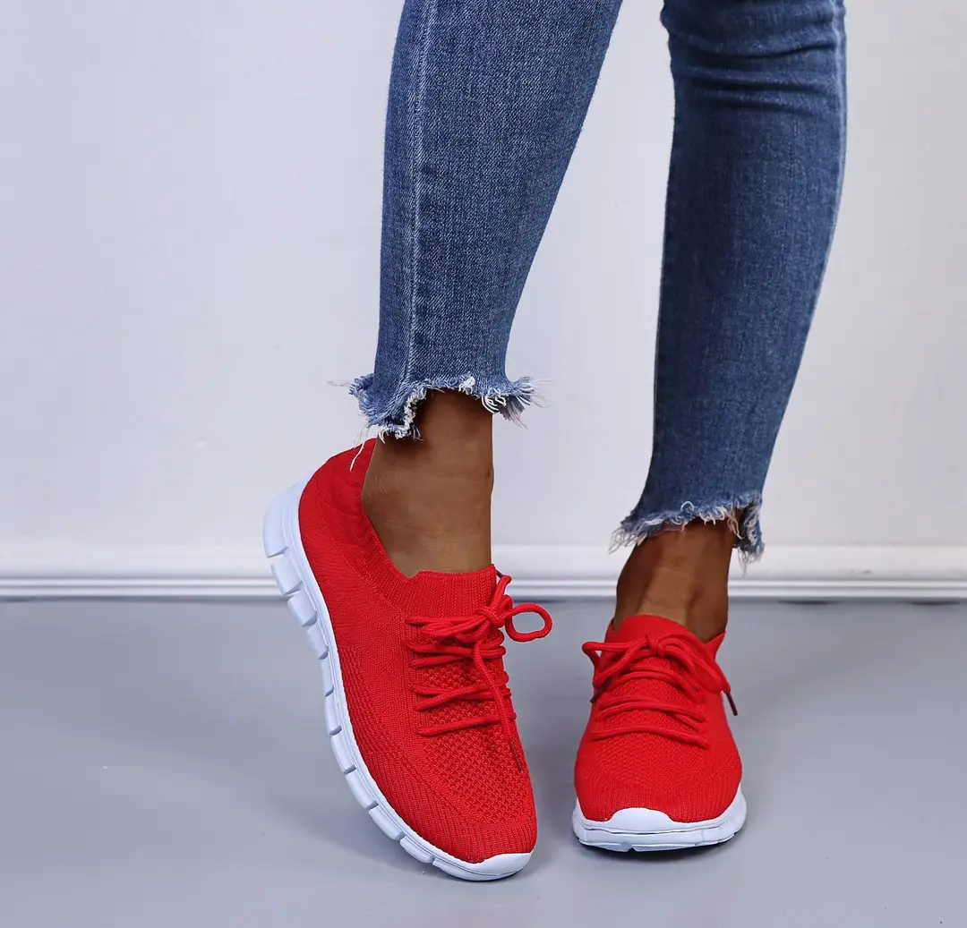 wish European and American foreign trade large size lace-up fly-woven casual shoes single-layer shoes women's cross-border sports thick-soled breathable board shoes for women — feature 13