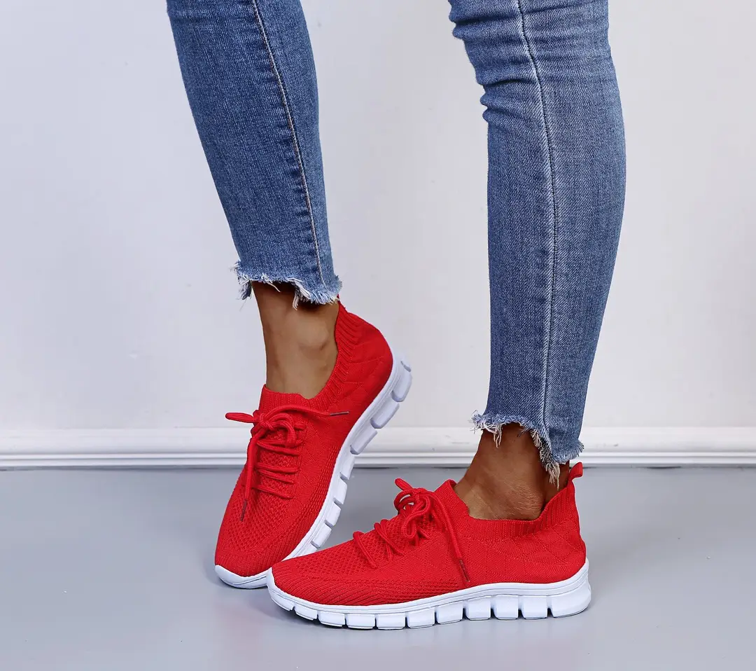 wish European and American foreign trade large size lace-up fly-woven casual shoes single-layer shoes women's cross-border sports thick-soled breathable board shoes for women — feature 14