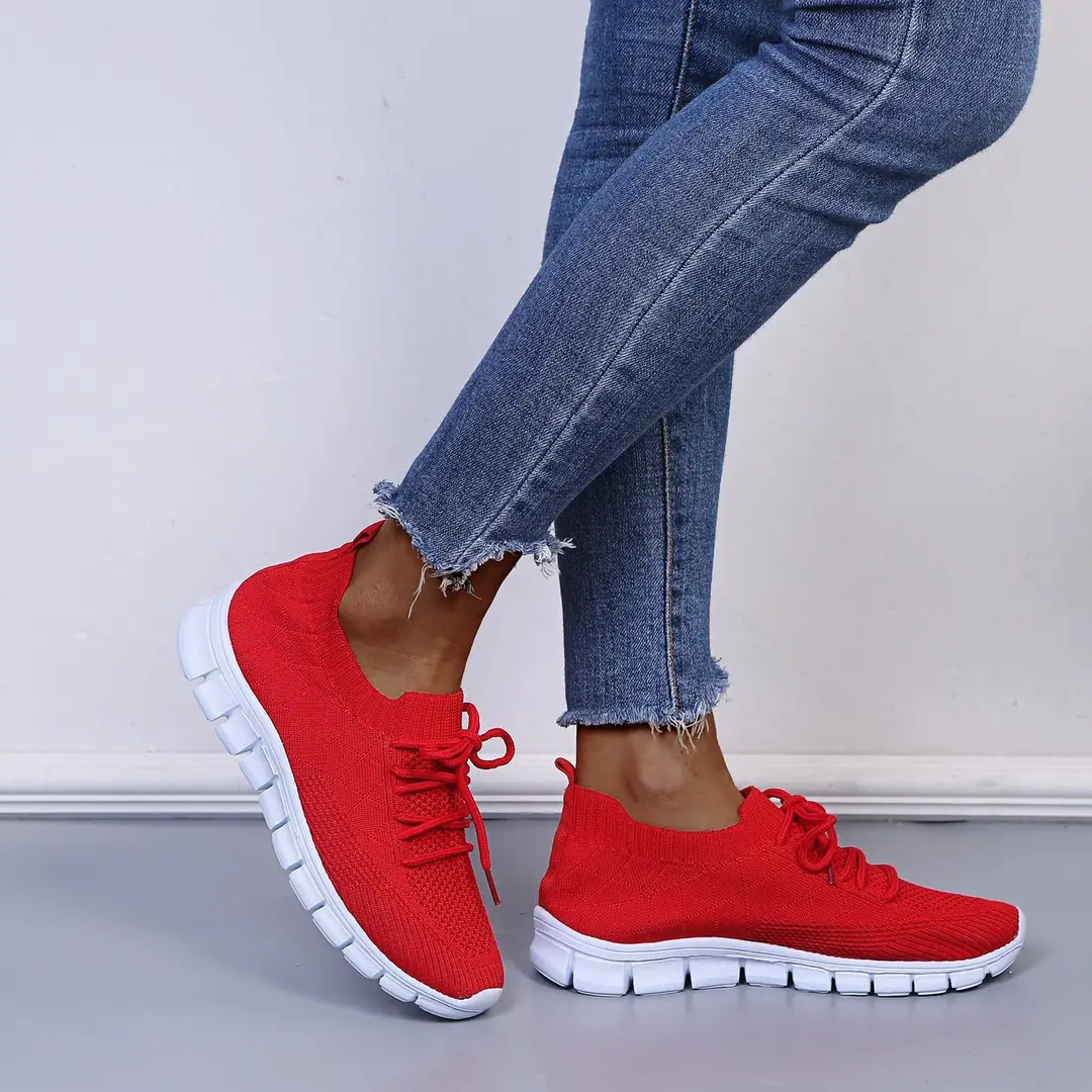 wish European and American foreign trade large size lace-up fly-woven casual shoes single-layer shoes women's cross-border sports thick-soled breathable board shoes for women — feature 15