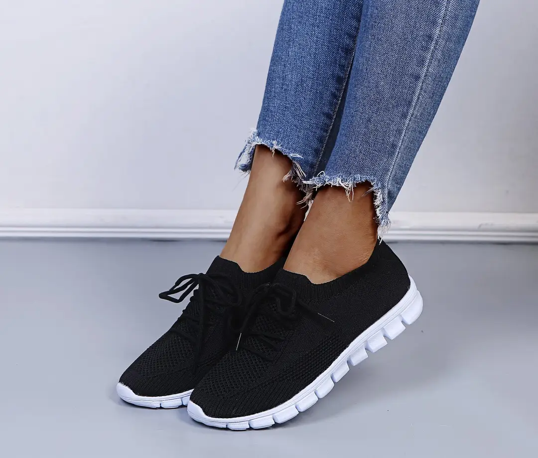 wish European and American foreign trade large size lace-up fly-woven casual shoes single-layer shoes women's cross-border sports thick-soled breathable board shoes for women — feature 24