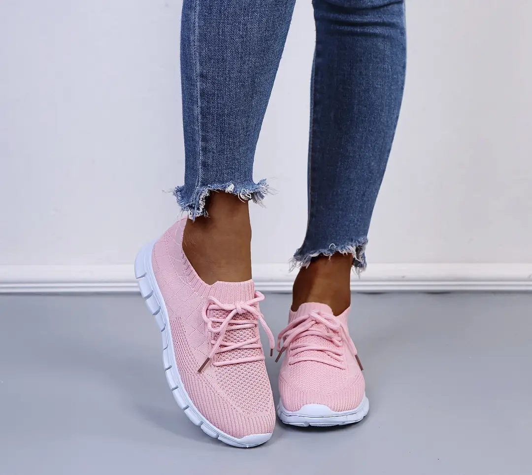 wish European and American foreign trade large size lace-up fly-woven casual shoes single-layer shoes women's cross-border sports thick-soled breathable board shoes for women — feature 3