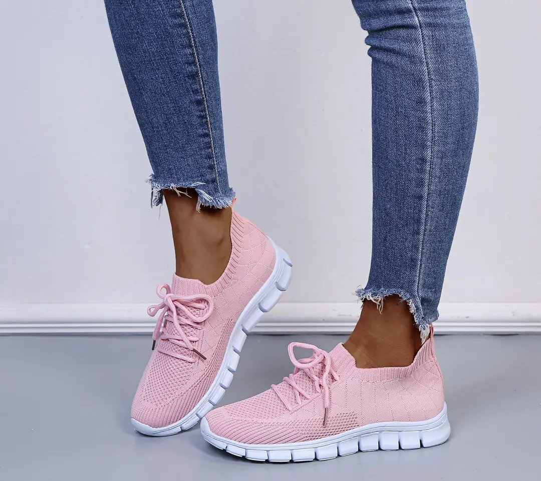 wish European and American foreign trade large size lace-up fly-woven casual shoes single-layer shoes women's cross-border sports thick-soled breathable board shoes for women — feature 4